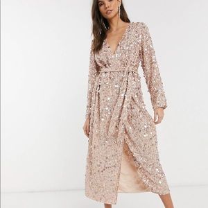 ASOS Edition Wrap Sequin Disco Dress, Size 2